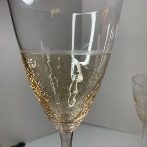 Amber Blown Crackle Long Stem Glass Wine Glasses, made by Element, (Set of 4)